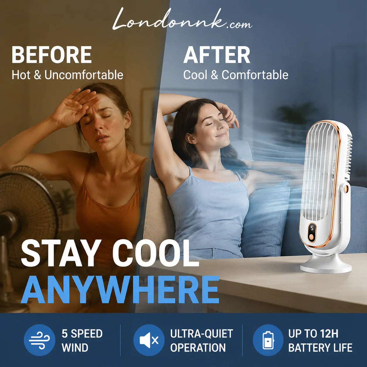 Portable Desktop Air Conditioner Fan with 5 Wind Speed
